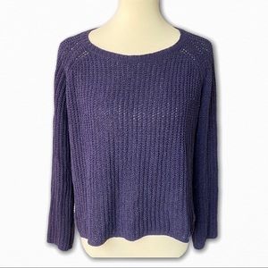 BB Dakota Navy Blue Lowman Rib Knit Lightweight Crewneck Sweater Size Small